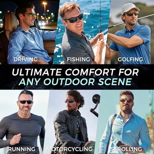SUNGAIT Men's HD Polarized Sunglasses for Driving Cycling Running UV400 (Black, Gray) | Lightweight Metal Frame, 100% UV Protection thumbnail 2