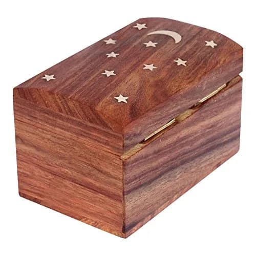ITOS365 Handmade Wooden Jewelry Box for Women Jewel Organizer Moon and Stars | Classic Rectangular 10.2cm (4 inch) L x 6.4cm (2.5 inch) W x 6.4cm (2.5 inch) H thumbnail 4