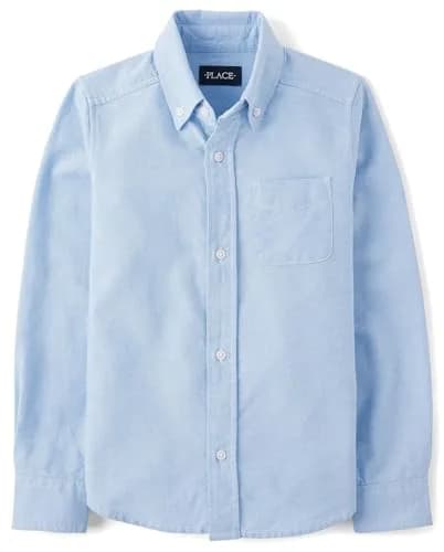 The Children's Place Long Sleeve Oxford Shirt Lt Blue S | Casual Cotton Comfort thumbnail 1