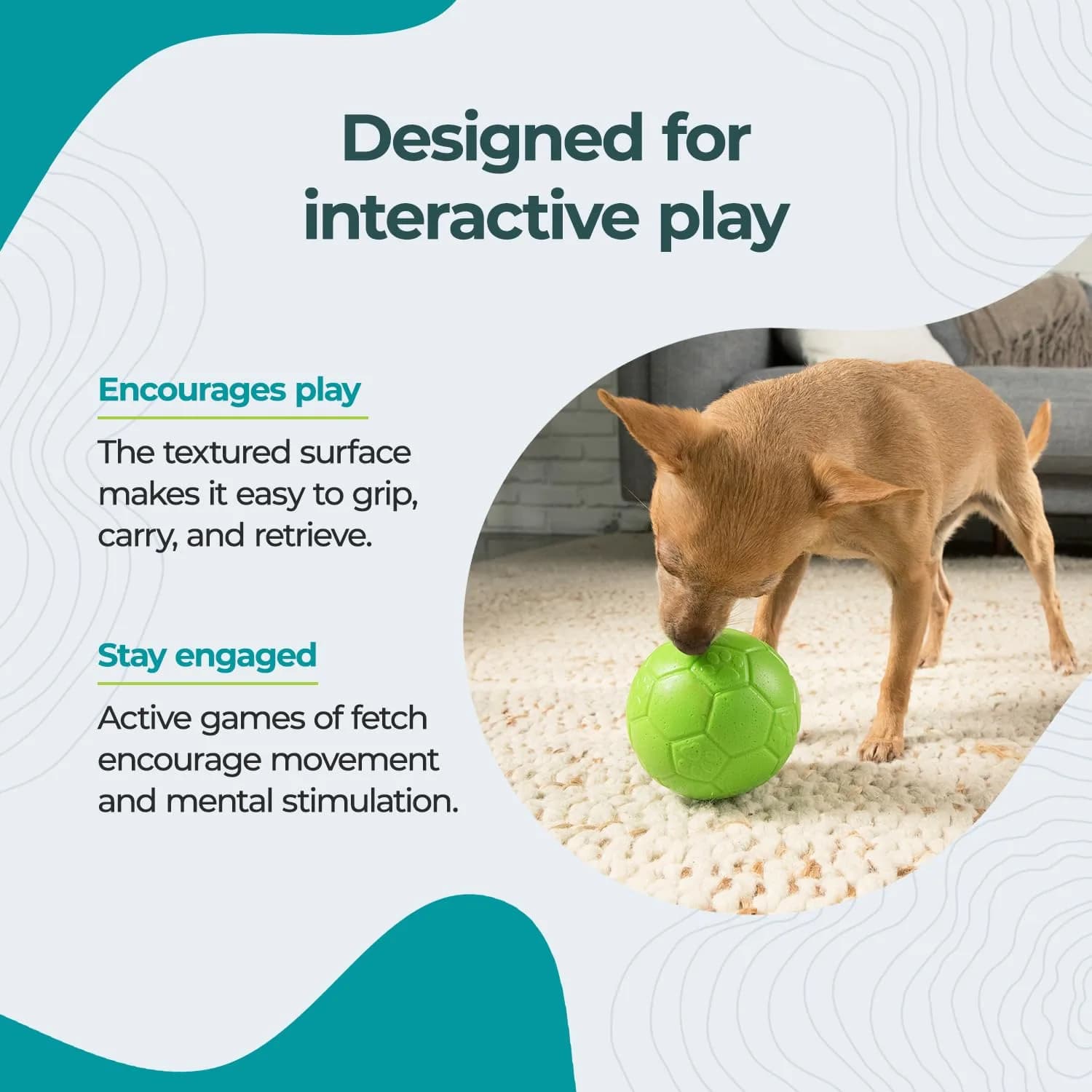 Jolly Pets Medium Soccer Ball Dog Toy 15.24 cm (6 inch) | Floating & Bouncing Fetch Ball for Dogs - view 3