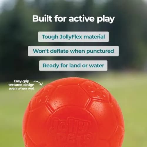 Jolly Pets Large Soccer Ball Dog Toy 20.3 cm (8 inch) Diameter Orange | Unsinkable & Unpuncturable Play Ball thumbnail 7