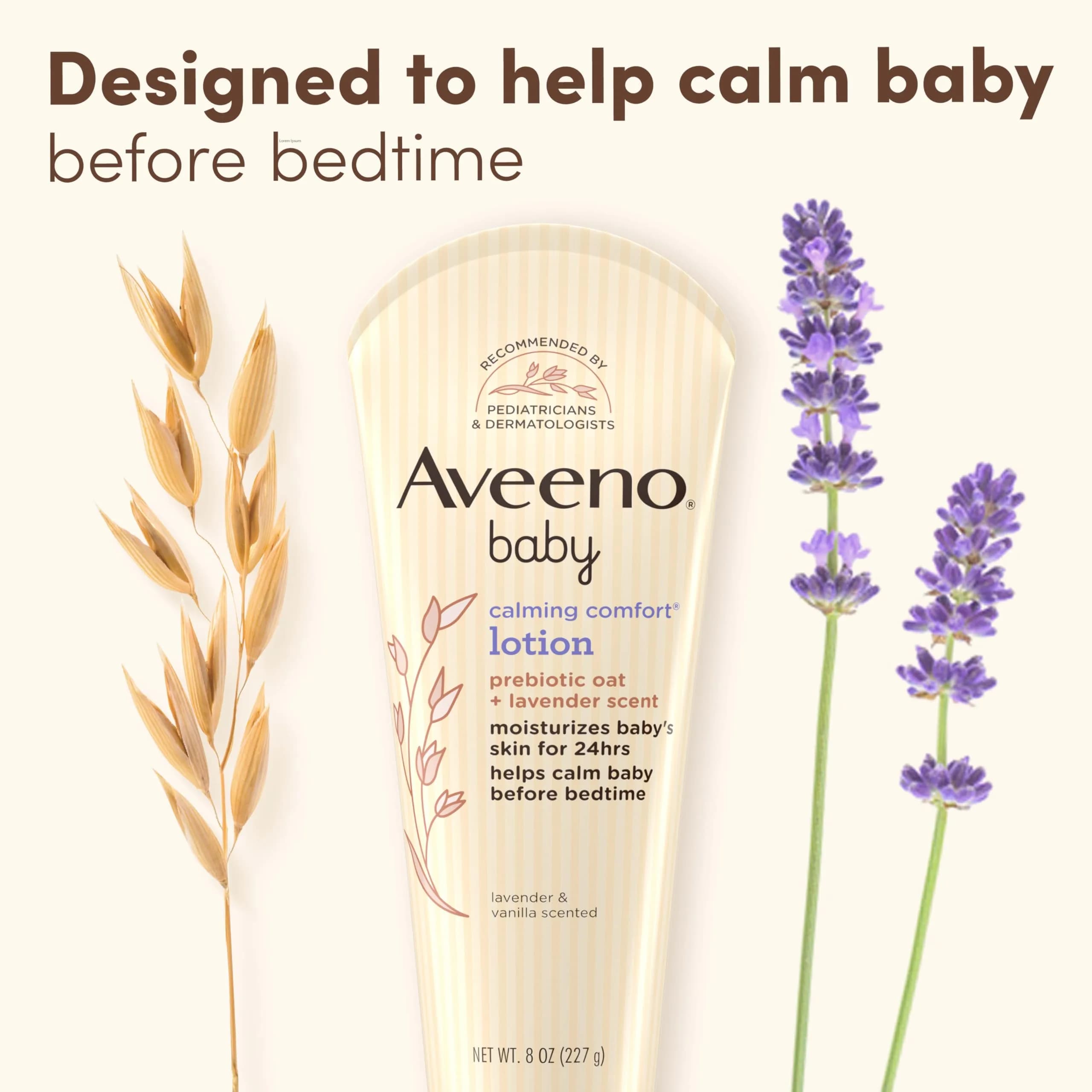 Aveeno Baby Calming Comfort Moisturizing Body Lotion with Lavender & Vanilla, 237ml (8 fl. oz) | Hypoallergenic for Sensitive Skin - view 8