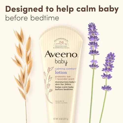 Aveeno Baby Calming Comfort Moisturizing Body Lotion with Lavender & Vanilla, 237ml (8 fl. oz) | Hypoallergenic for Sensitive Skin thumbnail 8