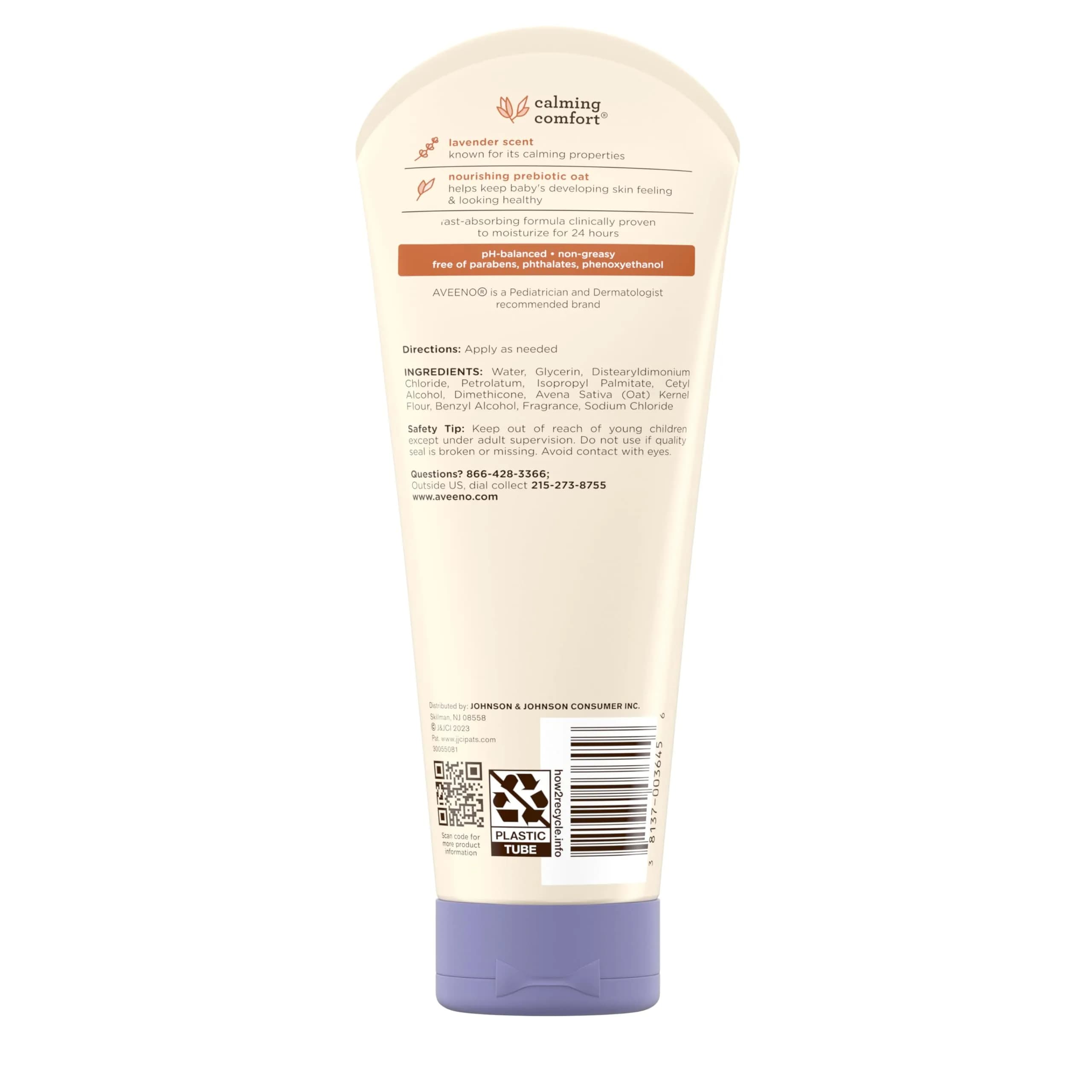 Aveeno Baby Calming Comfort Moisturizing Body Lotion with Lavender & Vanilla, 237ml (8 fl. oz) | Hypoallergenic for Sensitive Skin - view 9