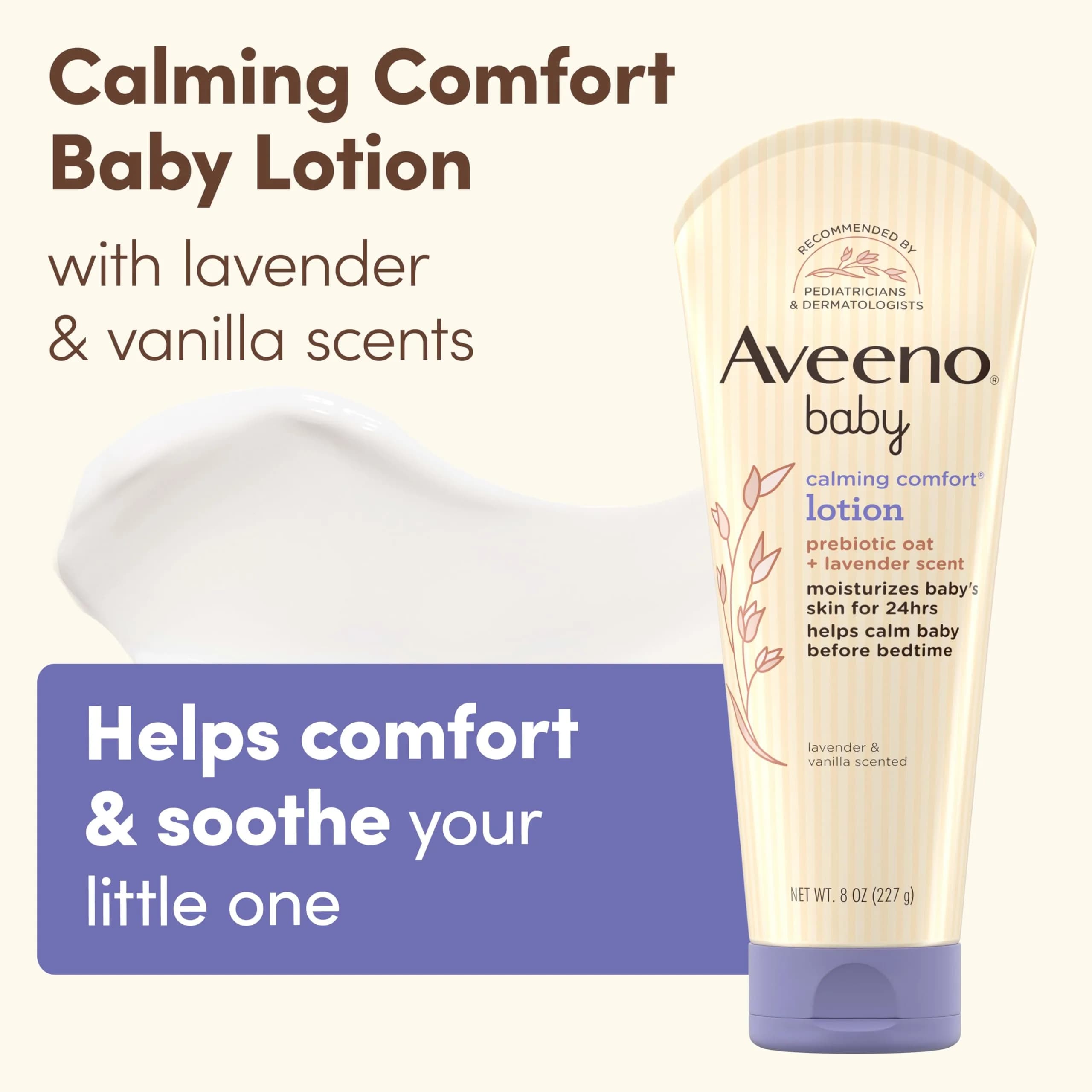 Aveeno Baby Calming Comfort Moisturizing Body Lotion with Lavender & Vanilla, 237ml (8 fl. oz) | Hypoallergenic for Sensitive Skin - view 3