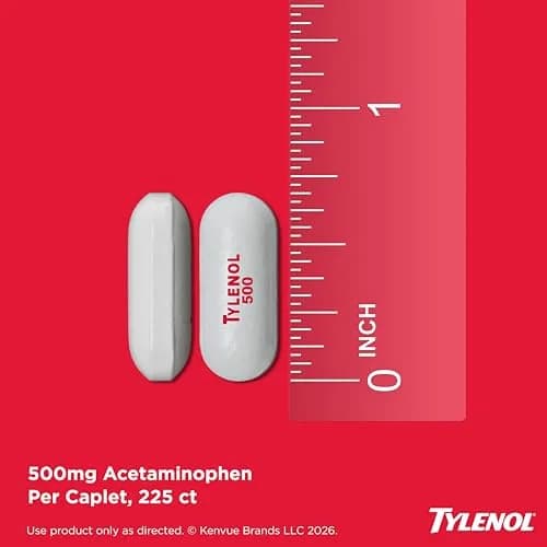Tylenol Extra Strength Caplets, 500 mg Acetaminophen, 225 Count | Fast Pain Relief & Fever Reduction thumbnail 5