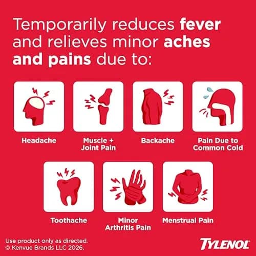 Tylenol Extra Strength Caplets, 500 mg Acetaminophen, 225 Count | Fast Pain Relief & Fever Reduction thumbnail 2