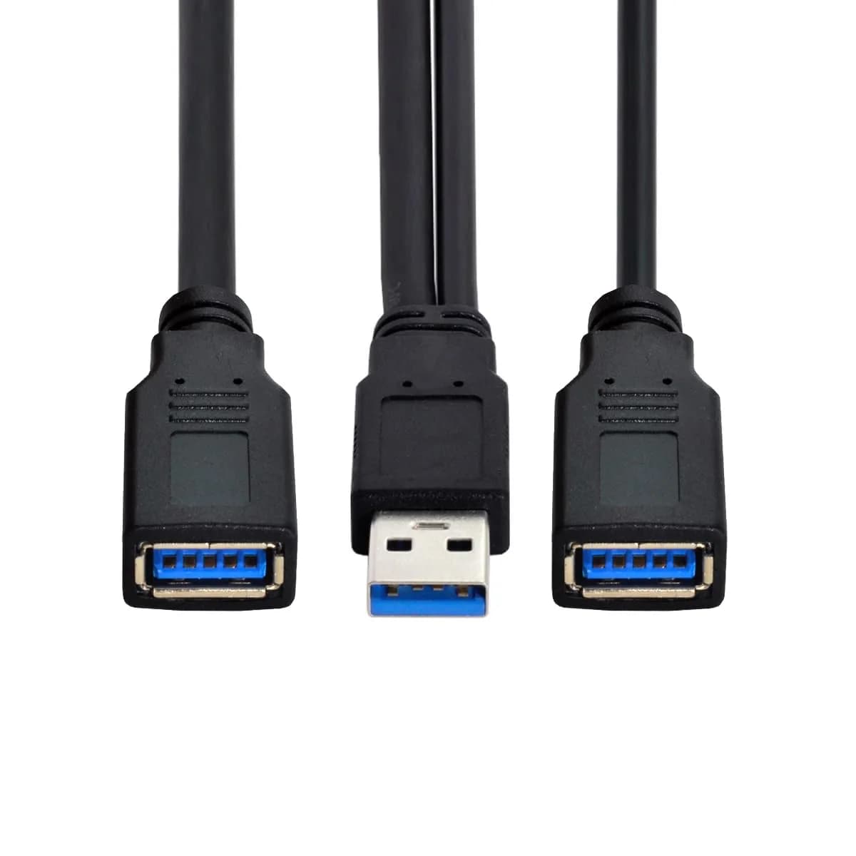 cablecc Dual USB-A 3.0 Female to Male Y Cable 20cm (0.65ft) | Extra Power & Data for External Drives - main product image