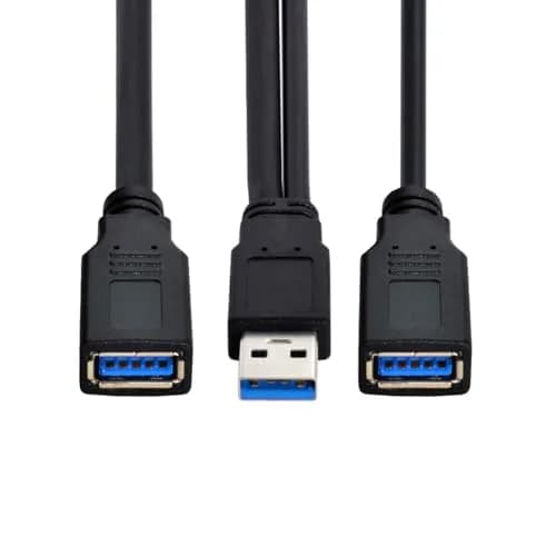 cablecc Dual USB-A 3.0 Female to Male Y Cable 20cm (0.65ft) | Extra Power & Data for External Drives thumbnail 1
