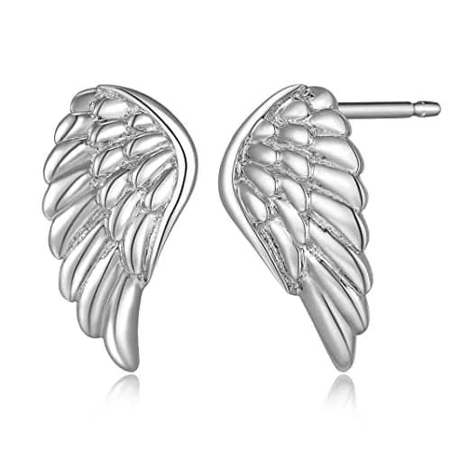 Morgan & Paige Silver Rhodium Plated Angel Wings Stud Earrings | Feminine, Hypoallergenic, Gift-Ready thumbnail 1