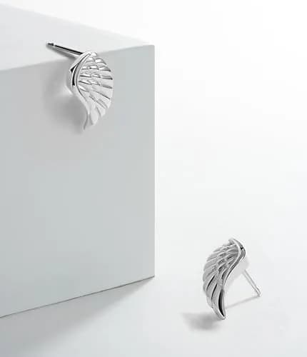 Morgan & Paige Silver Rhodium Plated Angel Wings Stud Earrings | Feminine, Hypoallergenic, Gift-Ready thumbnail 5