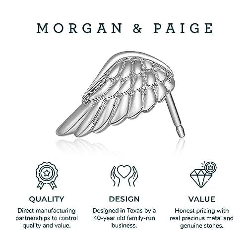 Morgan & Paige Silver Rhodium Plated Angel Wings Stud Earrings | Feminine, Hypoallergenic, Gift-Ready thumbnail 6