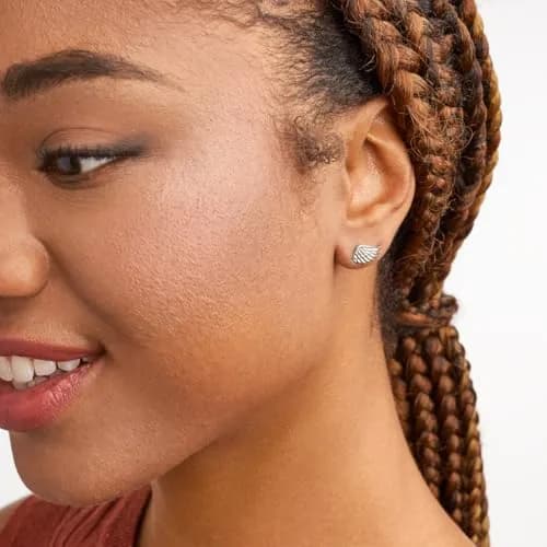 Morgan & Paige Silver Rhodium Plated Angel Wings Stud Earrings | Feminine, Hypoallergenic, Gift-Ready thumbnail 2