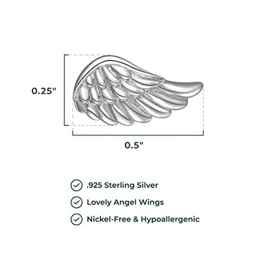 Morgan & Paige Silver Rhodium Plated Angel Wings Stud Earrings | Feminine, Hypoallergenic, Gift-Ready thumbnail 3