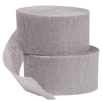 DENNECREPE 2 Rolls Gray Crepe Paper Streamers | 145 Feet Total | Color-Fast, Made in USA