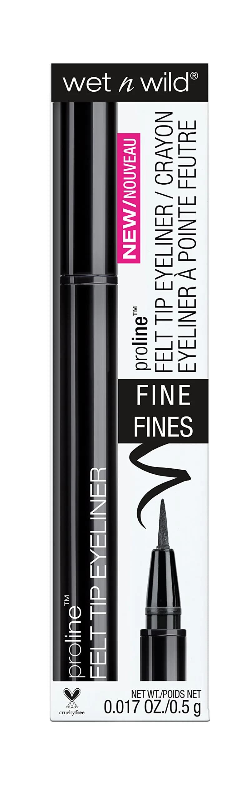 wet n wild Proline Felt Tip Eyeliner Black 0.006 L (0.017 Fl Oz) | Smudge-Free Longwear — Black