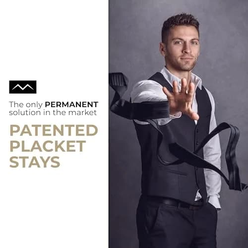 Million Dollar Collar Placket Stays 20-Pack White | Patented Collar Support for Men & Women Dress Shirts thumbnail 3