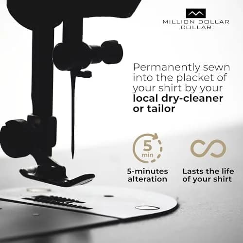 Million Dollar Collar Placket Stays 20-Pack White | Patented Collar Support for Men & Women Dress Shirts thumbnail 5
