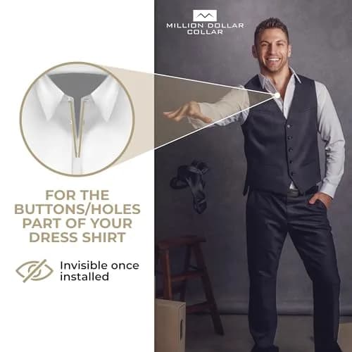 Million Dollar Collar Placket Stays White 50-Pack | Patented Collar Support for Men & Women Dress Shirts thumbnail 7