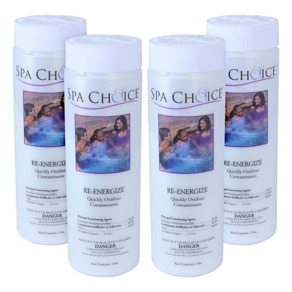 SpaChoice 4-Pack Premium Re-Energize Spa Shock | Oxygen-Based Hot Tub Water Treatment