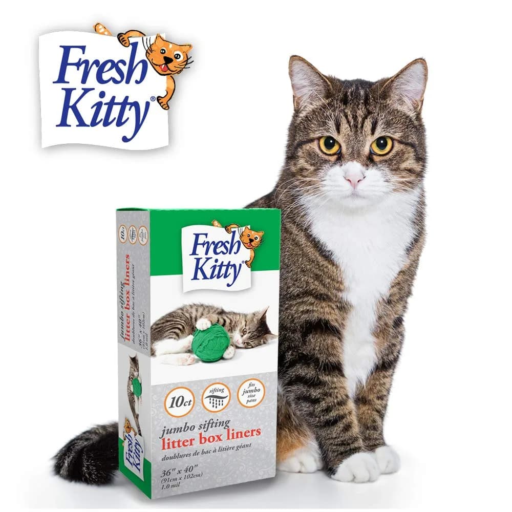 Fresh Kitty 10 Count Sifting Litter Box Liners | Easy Clean, Jumbo Size, Plastic Bags for Cats