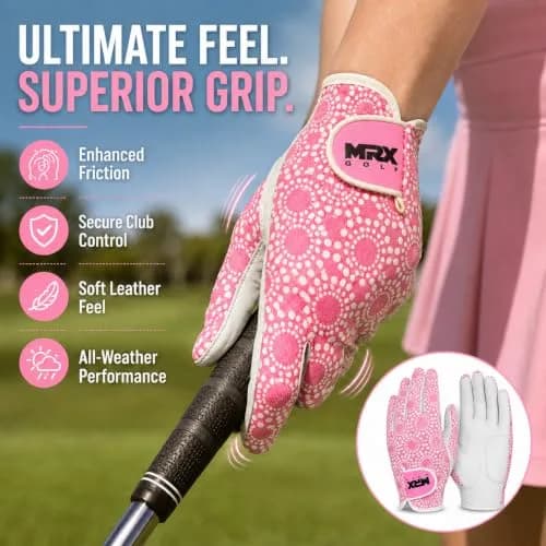 MRX BOXING & FITNESS Women's Golf Glove Left Handed Pink Regular Fit | Sweat Resistant Cabretta Leather thumbnail 4