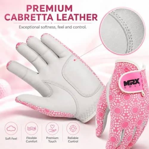 MRX BOXING & FITNESS Women's Golf Glove Left Handed Pink Regular Fit | Sweat Resistant Cabretta Leather thumbnail 8