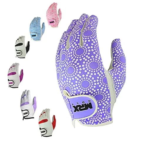 MRX BOXING & FITNESS Women's Golf Glove Left Handed Purple Regular Fit | Sweat Resistant Cabretta Leather thumbnail 1