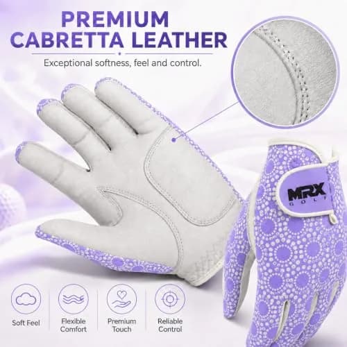 MRX BOXING & FITNESS Women's Golf Glove Left Handed Purple Regular Fit | Sweat Resistant Cabretta Leather thumbnail 7