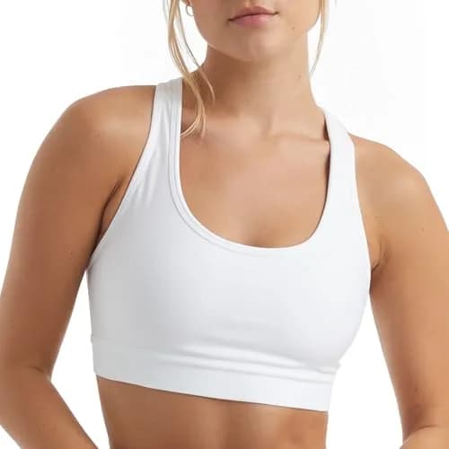 Hanes Womens Compression Racerback Sports Bra, White, Medium US | Moderate Support, Moisture-Wicking, Seamless Fit thumbnail 1