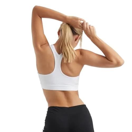 Hanes Womens Compression Racerback Sports Bra, White, Medium US | Moderate Support, Moisture-Wicking, Seamless Fit thumbnail 5