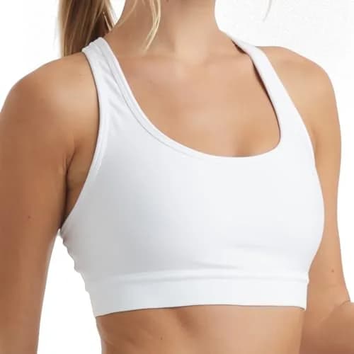 Hanes Womens Compression Racerback Sports Bra, White, Medium US | Moderate Support, Moisture-Wicking, Seamless Fit thumbnail 3