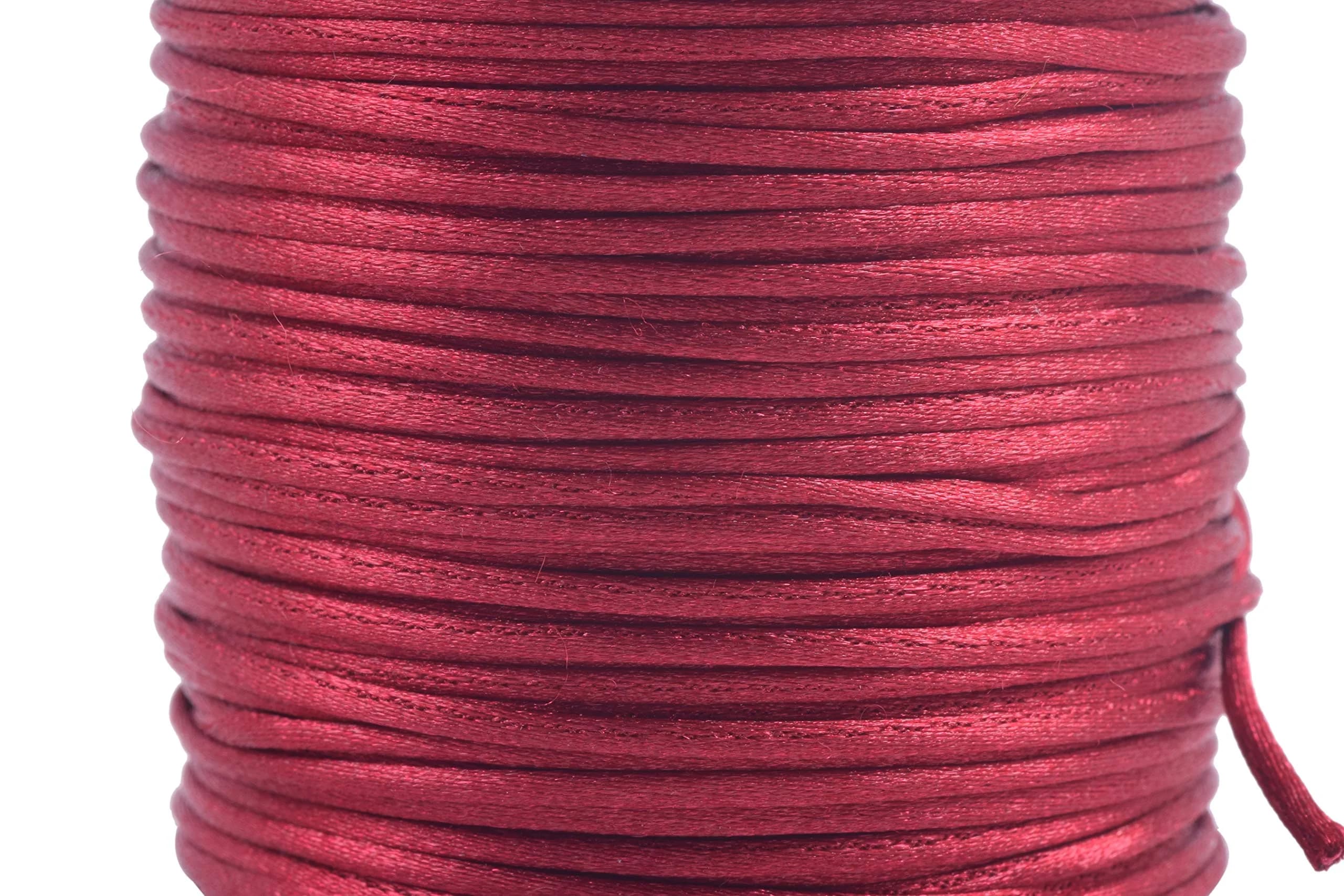 KONMAY 80 Yards 1.0mm Nylon Rattail Satin Silk Beading String for Jewelry & Crafts | Ruby — Ruby