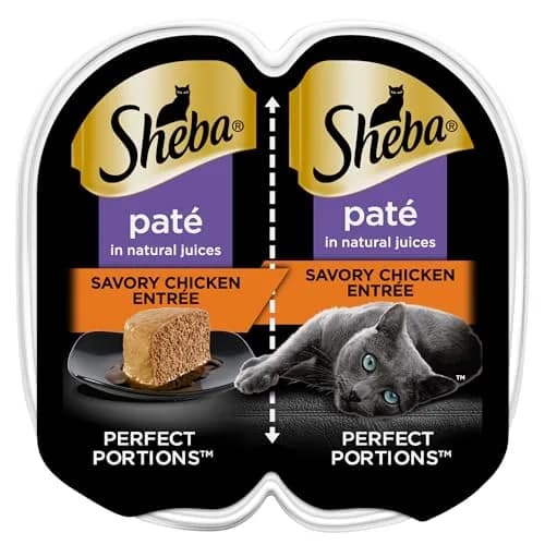 Sheba Perfect Portions Pate Wet Cat Food, Savory Chicken, 2.6 oz. | Grain-Free, Protein-Rich, Made in USA thumbnail 1