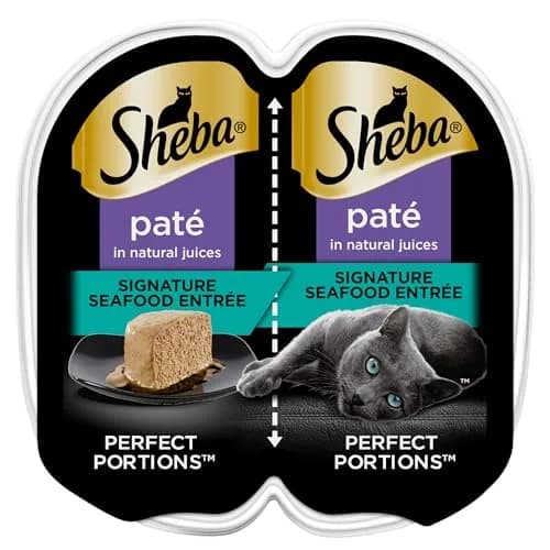 Sheba Perfect Portions Wet Cat Food Pate Signature Seafood Entree, 2.6 oz. Twin-Pack Tray | Grain-Free, Protein-Rich, Made in USA thumbnail 1