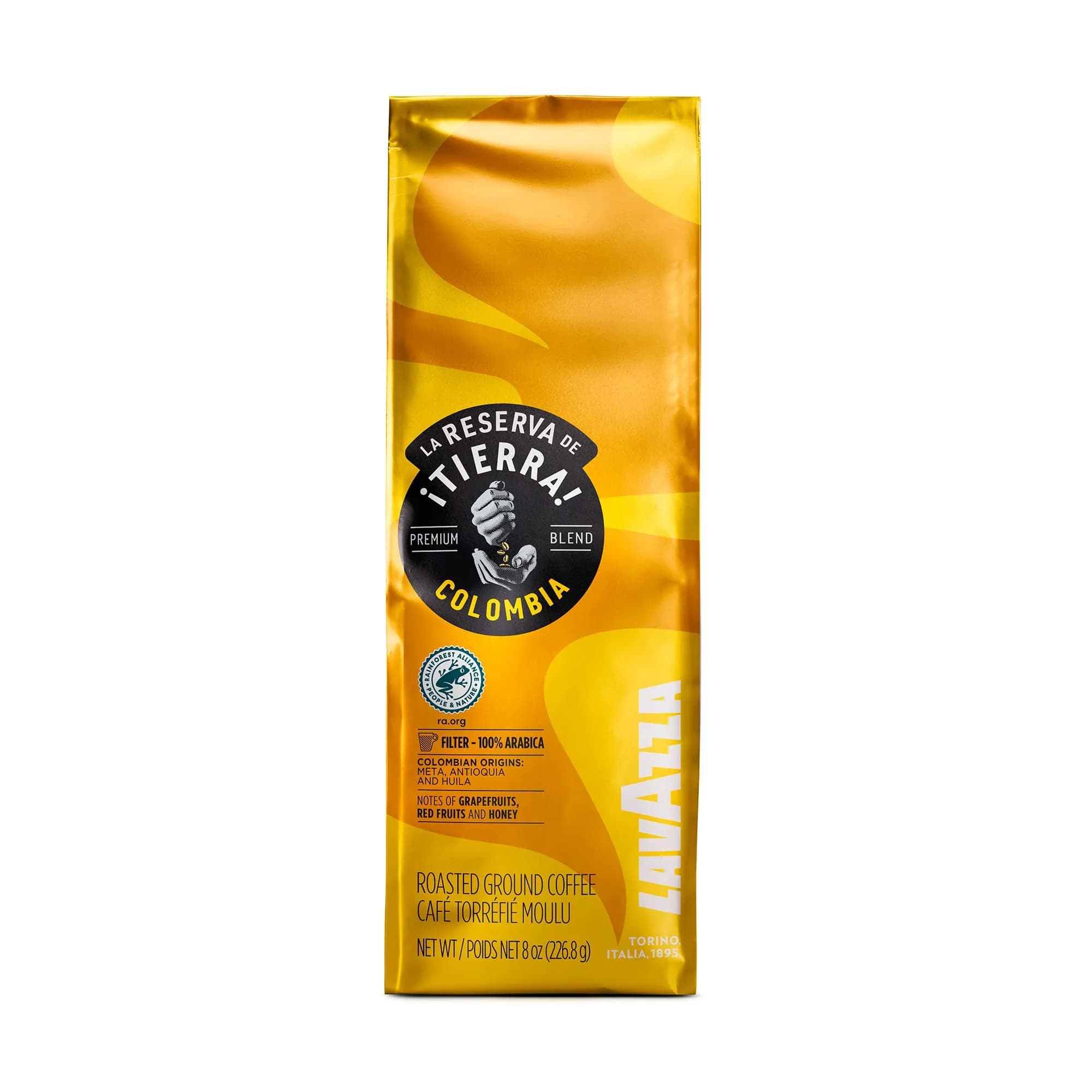 Lavazza Tierra Colombia 8oz Ground Coffee | Fruity Arabica Blend with Notes of Grapefruit & Honey