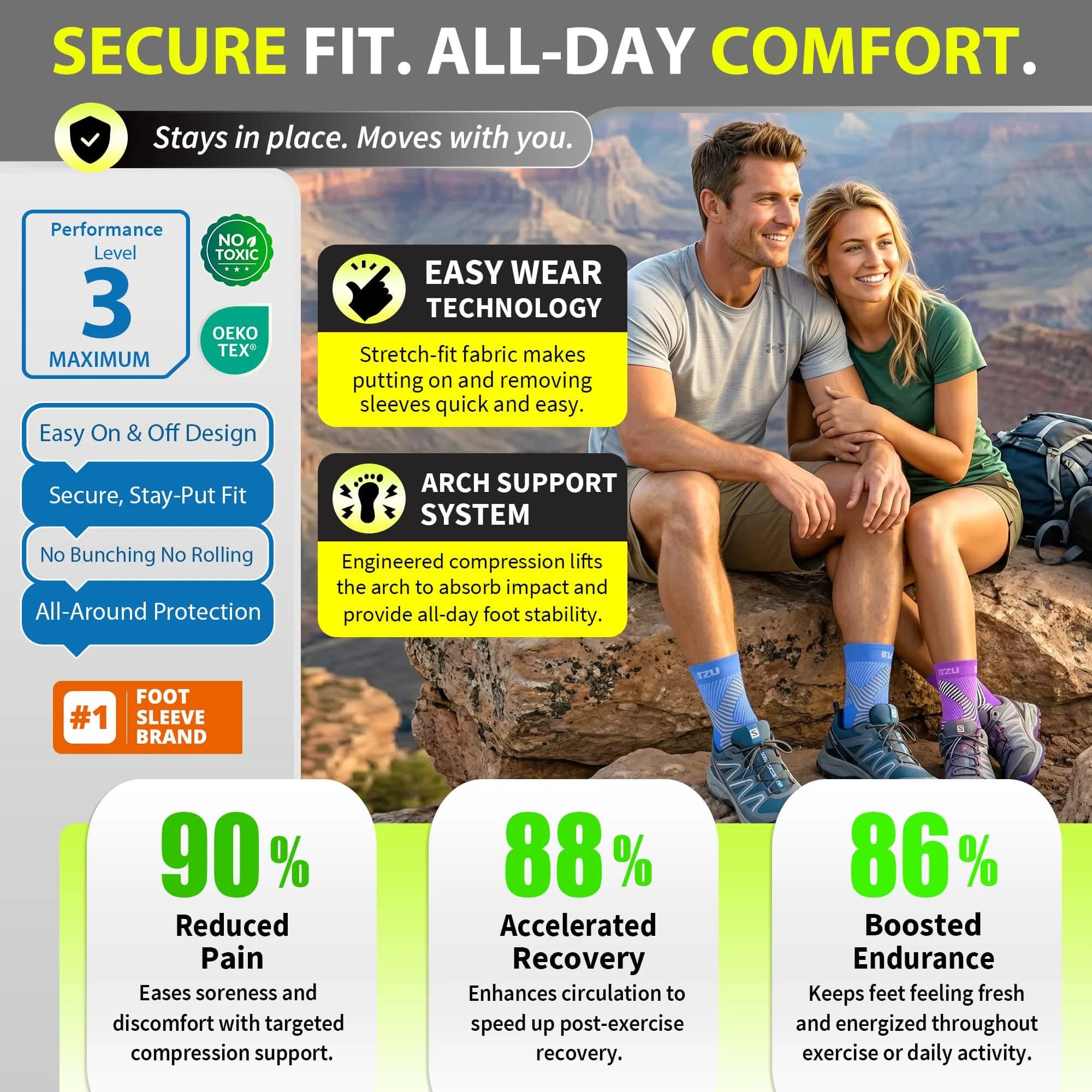 BLITZU Compression Socks for Plantar Fasciitis, Foot, Arch & Ankle Support, Large/X-Large (1 Pair) | FDA Approved Medical Grade Support - view 5