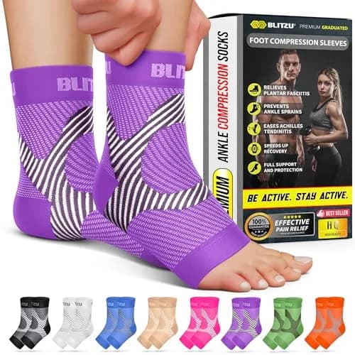 BLITZU Compression Socks for Plantar Fasciitis, Foot, Arch & Ankle Support, Large/X-Large (1 Pair) | FDA Approved Medical Grade Support thumbnail 1