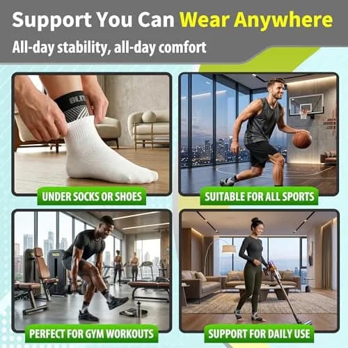 BLITZU Compression Socks for Plantar Fasciitis, Foot, Arch & Ankle Support (1 Pair, Black) | FDA Approved Medical Grade Support thumbnail 7