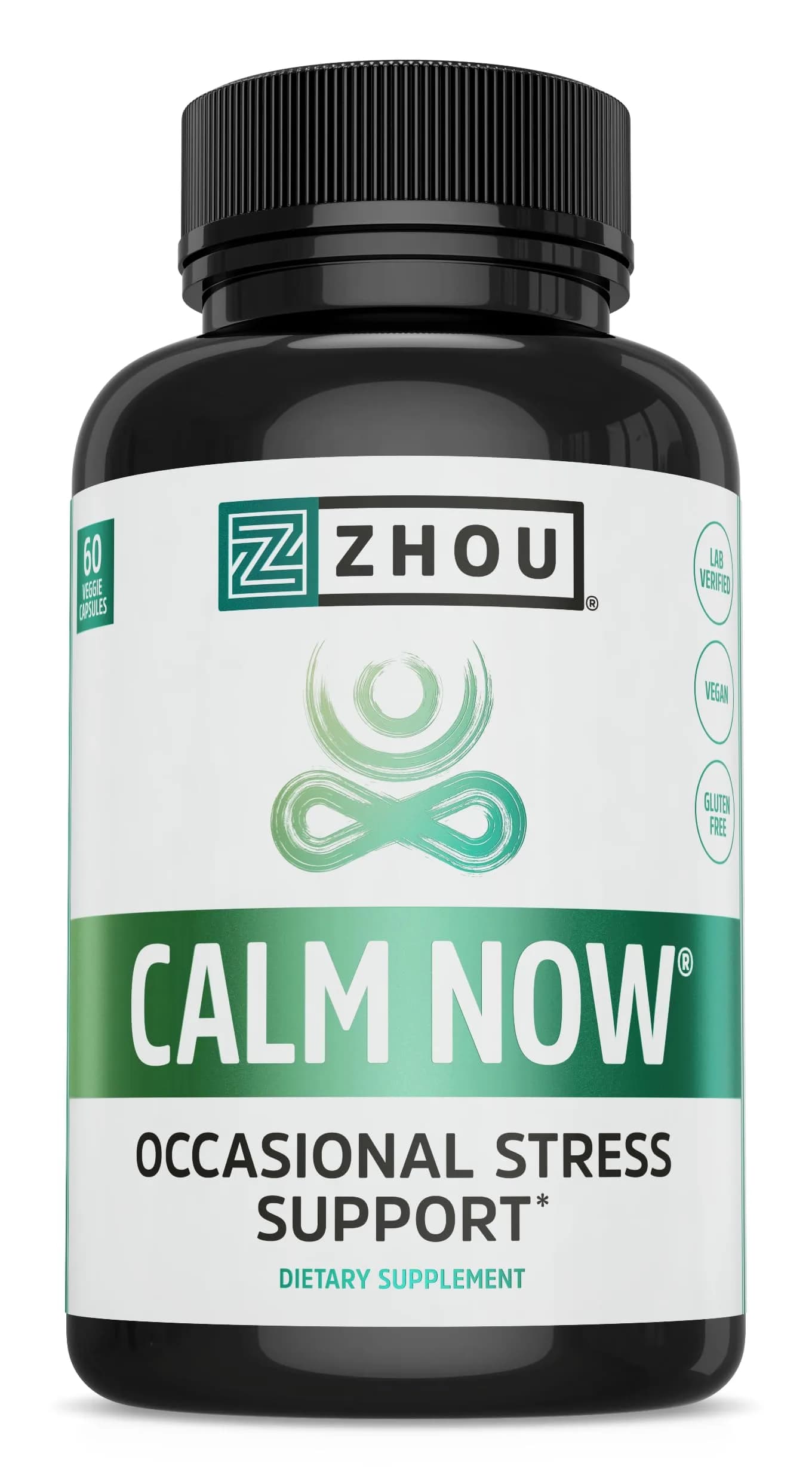 Zhou Calm Now Calm Supplement 60 Veggie Capsules | Adaptogen & B-Vitamin Blend for Stress Relief — Multi