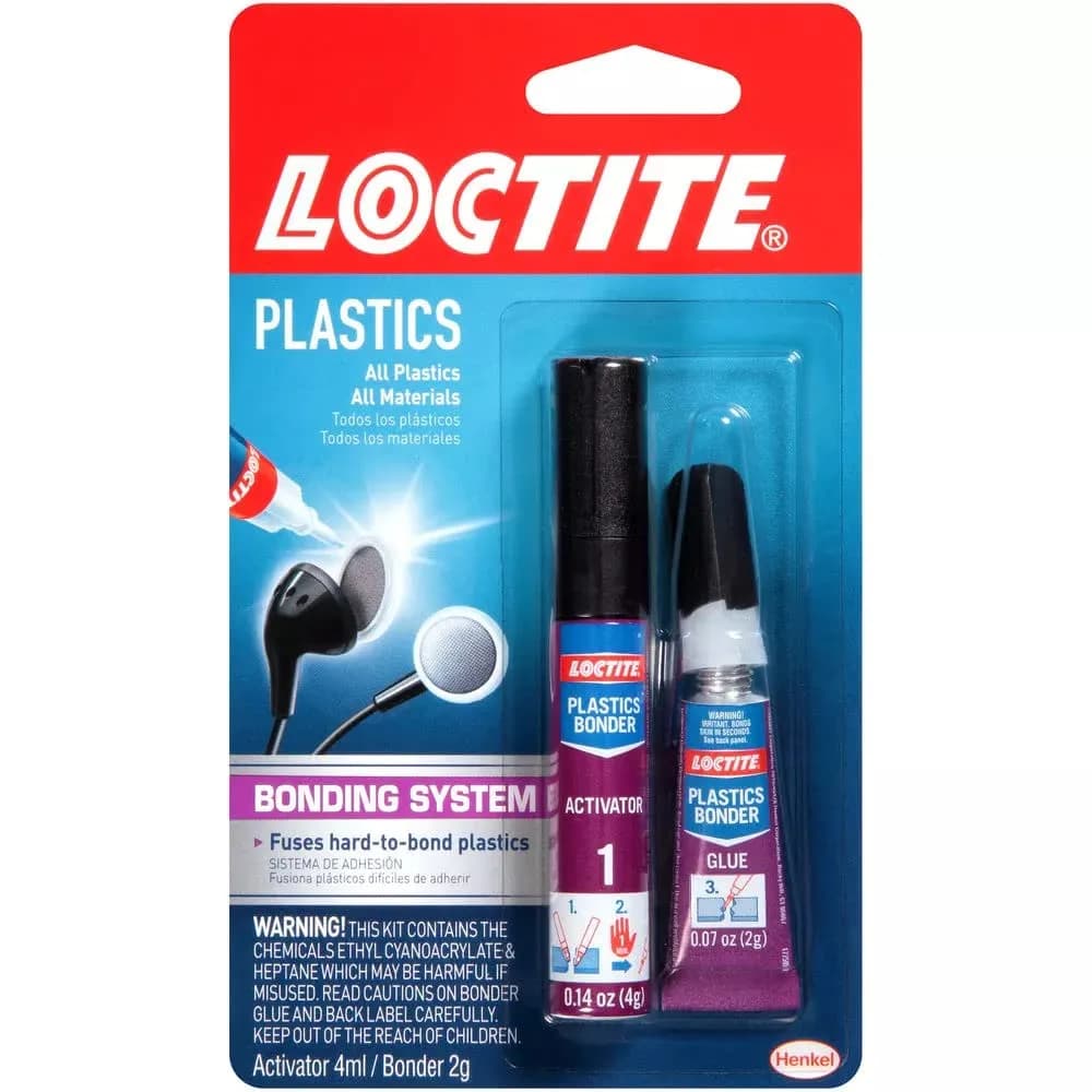 Loctite Plastics Bonding System Clear Kit 4ml Activator + 2g Glue | Bonds Polyethylene, Polypropylene, PTFE — Clear