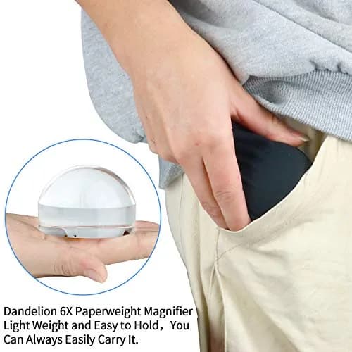 Dandelion 6X Dome Magnifier with Pouch, 6.35 cm (2.5 inch) Diameter | Visual Impairment Aid for Writing & Reading thumbnail 6