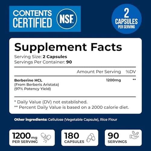 We Like Vitamins NSF Certified Berberine Supplement 1200mg | Supports Metabolic Health (70-120 chars) thumbnail 3