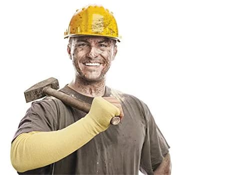 KEZZLED Yellow Arm Sleeve 18'' | Heat & Cut Resistant, Unisex, Heavy Duty, Kevlar, Thumb Hole thumbnail 4