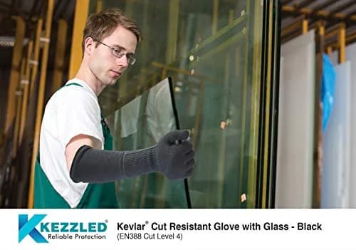 KEZZLED Yellow Arm Sleeve 18'' | Heat & Cut Resistant, Unisex, Heavy Duty, Kevlar, Thumb Hole thumbnail 5