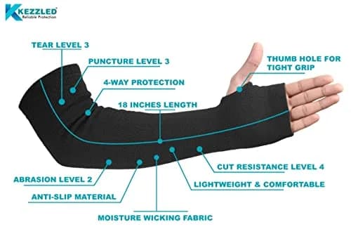 KEZZLED Yellow Arm Sleeve 18'' | Heat & Cut Resistant, Unisex, Heavy Duty, Kevlar, Thumb Hole thumbnail 3