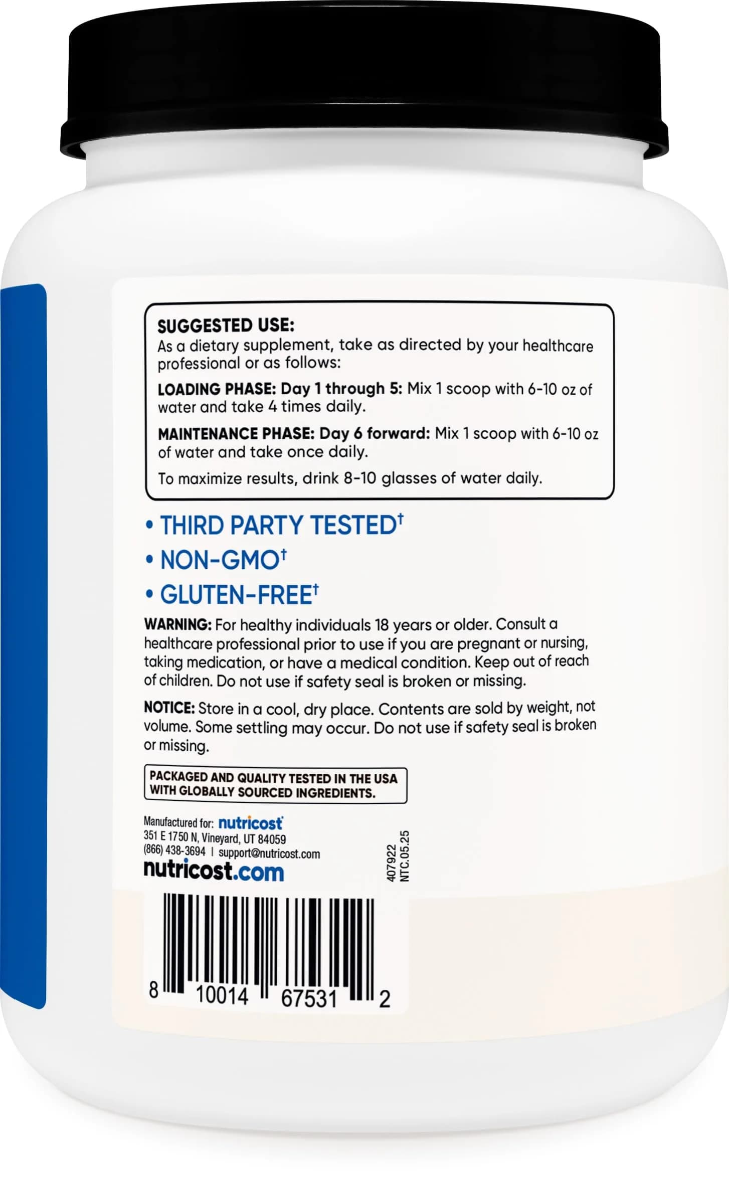 Nutricost Creatine Monohydrate Micronized Powder 1 KG (2.2 LB) | High Protein Nutritional Supplement - view 4