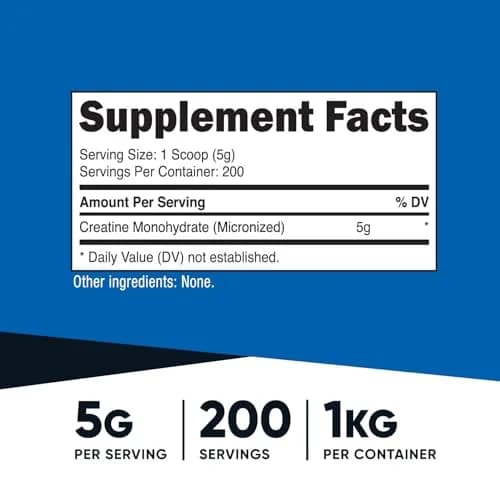 Nutricost Creatine Monohydrate Micronized Powder 1 KG (2.2 LB) | High Protein Nutritional Supplement thumbnail 2