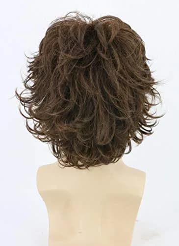 Topcosplay Brown Short Cosplay Wig Wavy Fluffy Style Layered Halloween Costume Wig 25.2cm (10 Inch) | Authentic USA Import thumbnail 4