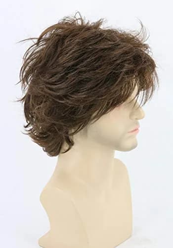 Topcosplay Brown Short Cosplay Wig Wavy Fluffy Style Layered Halloween Costume Wig 25.2cm (10 Inch) | Authentic USA Import thumbnail 3